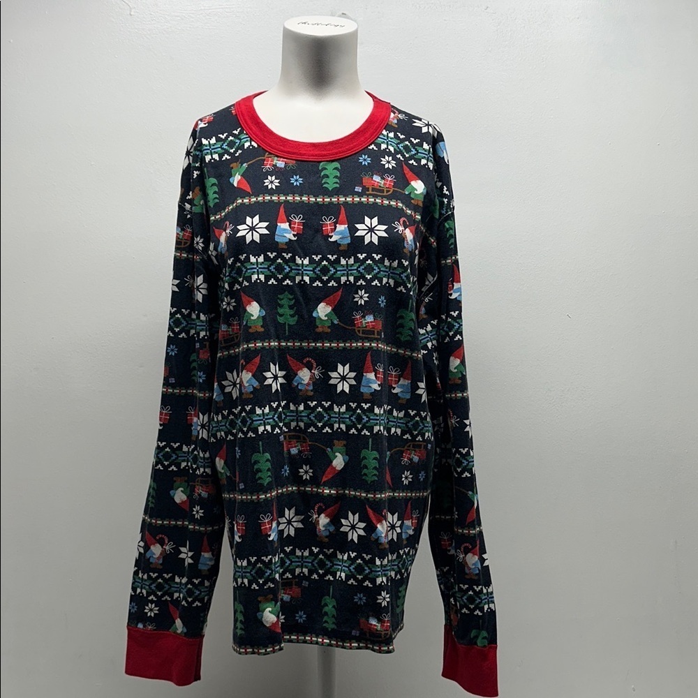 Hanna Anderson Pajama Shirt Long Sleeve Christmas Gnome Adult Unisex Size XXL